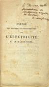 AMPÈRE, ANDRÉ-MARIE. Bound volume containing 3 pamphlets on electrodynamics, the first inscribed and signed by Ampère. 1822-24-26